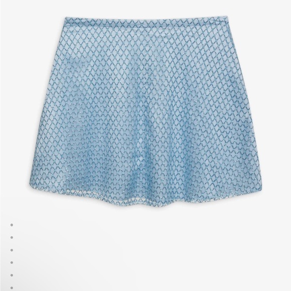 NWT For Love and Lemons Glitter Grid Minitter Grid Mini Skirt Blue Size Large - Picture 7 of 16